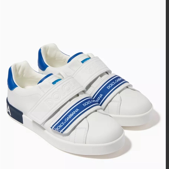 Dolce Gabbana Kids Sneakers in White and Blue - Main Image